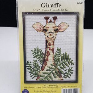 Giraffe Counted Cross Stitch Kit  5" X 7" By Marianne Savage